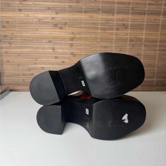 Larroude Stewart 100mm Patent Leather Platform Oxfords in Maroon - Picture 9 of 10